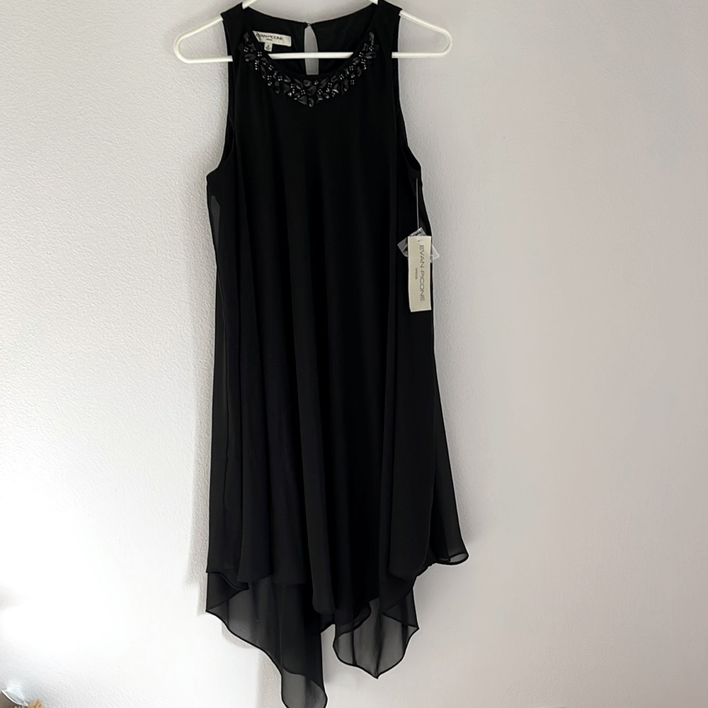 NWT Evan Picone black sleeveless evening dress